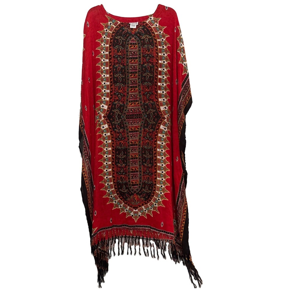Style by Saybury One Size Fits All Geometric Print kaftan house dress muumuu